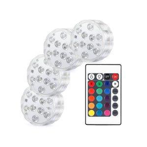 GlowWaterLights, 4 wodoodporne lampki LED z pilotem